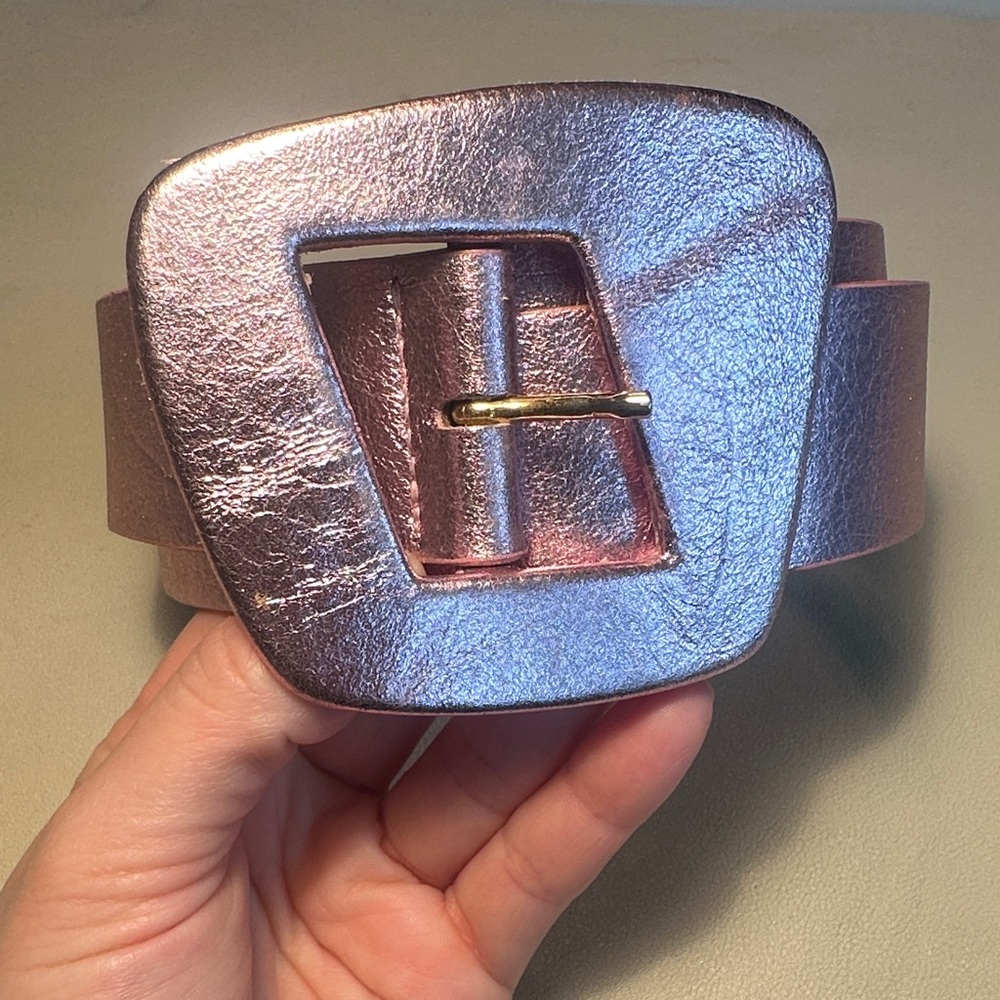 Metallic Pink Belt genuine leather